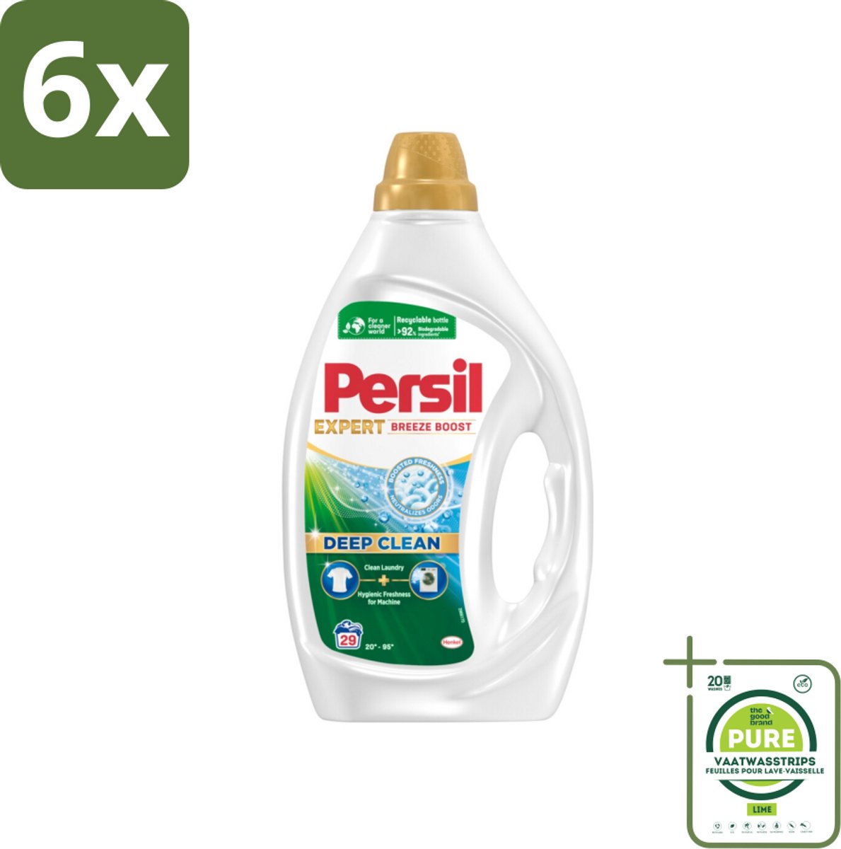 Persil Wasmiddel Gel 29 Wasbeurten Breeze Boost 1,305 liter - Voordeelverpakking - 6 stuks - Wasmiddel - Vloeibaar wasmiddel