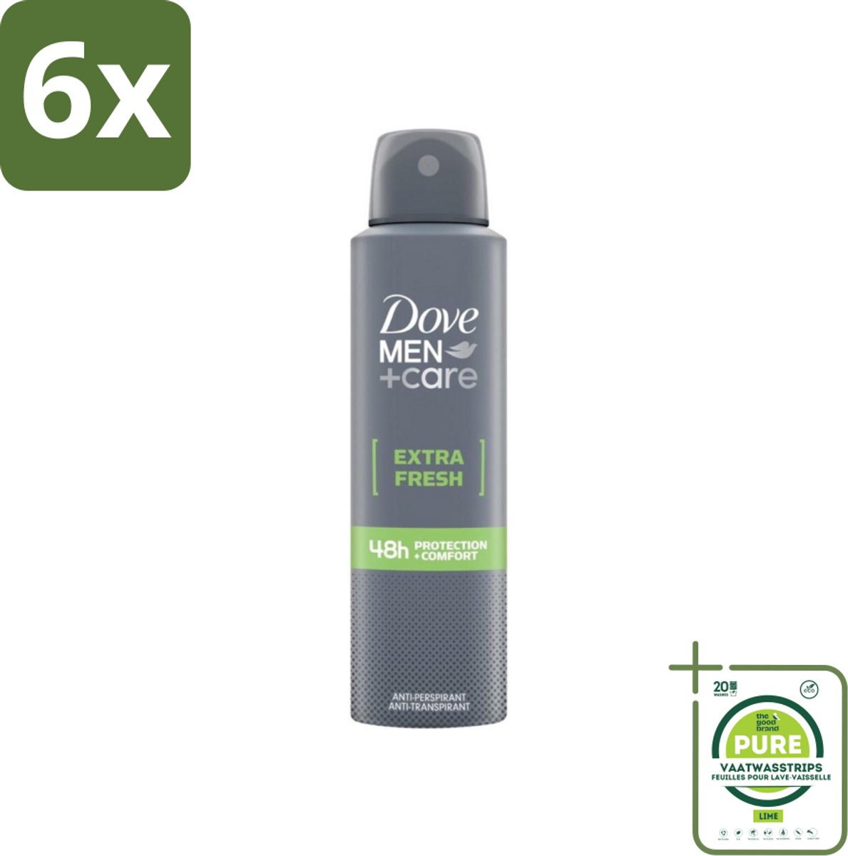 Dove Men+Care - Extra Fresh - Deospray - Anti-Transpirant - 150 ml - Voordeelverpakking - 6 stuks - Deodorant - Antitranspirant