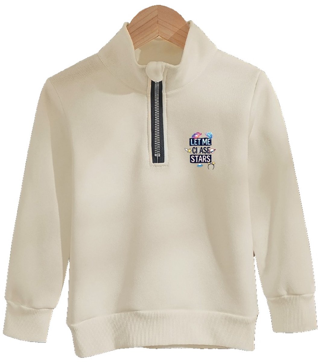 Currero Quarter Zip Jongens Sweater Met Rits Jumper Quarterzip Hoodie Jongen Warme Trui Vest Lang Coltrui 8 Jaar Beige