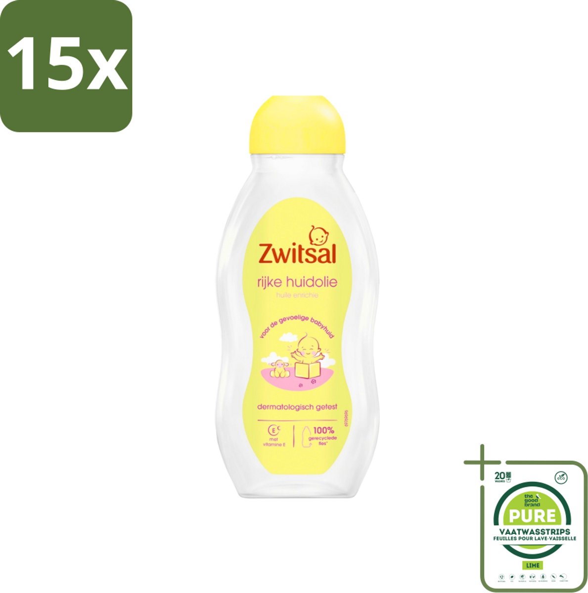 15 x Zwitsal - Babyverzorging - Rijke Huidolie Avocado - Voor de Gevoelige Babyhuid - 200 ml - Grootverpakking - Babyhuidverzorging - Avocado Olie - Babyolie - Gevoelige Babyhuid - Babymassage