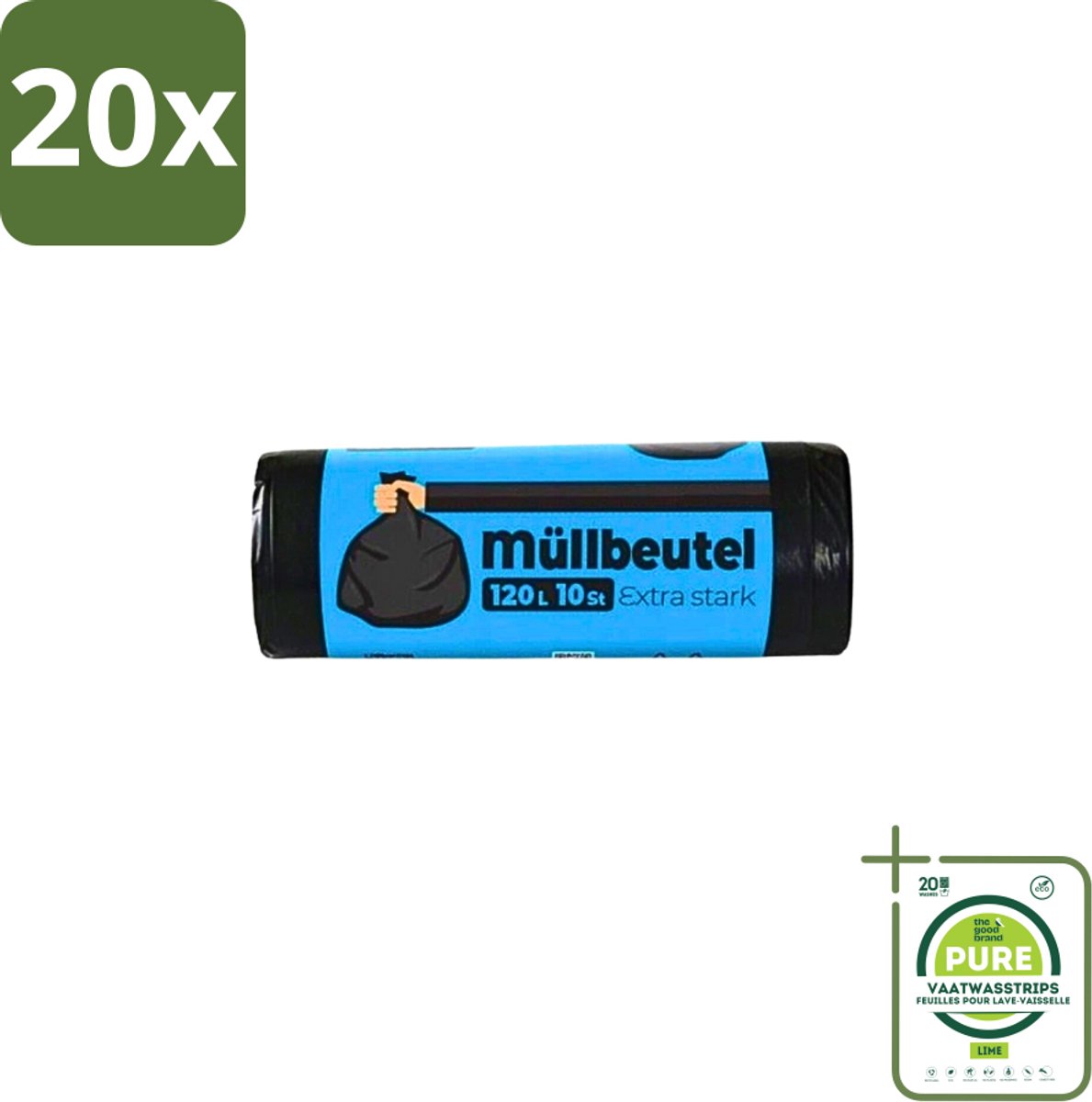 20 x Deluxe - Vuilzakken - Stevig & Ruim - 10 Vuilniszakken - 120L - Grootverpakking - Vuilzakken - Afvalzakken - Vuilniszakken - 120 Liter - Stevige Vuilzakken