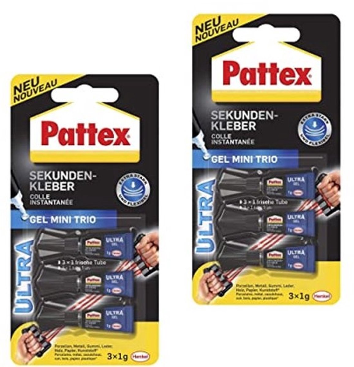 Ultra Gel Secondelijm Mini Trio - 6x 1 g Tube Extra Sterke En Flexibele Superlijm Voor Hout, Rubber En Leer