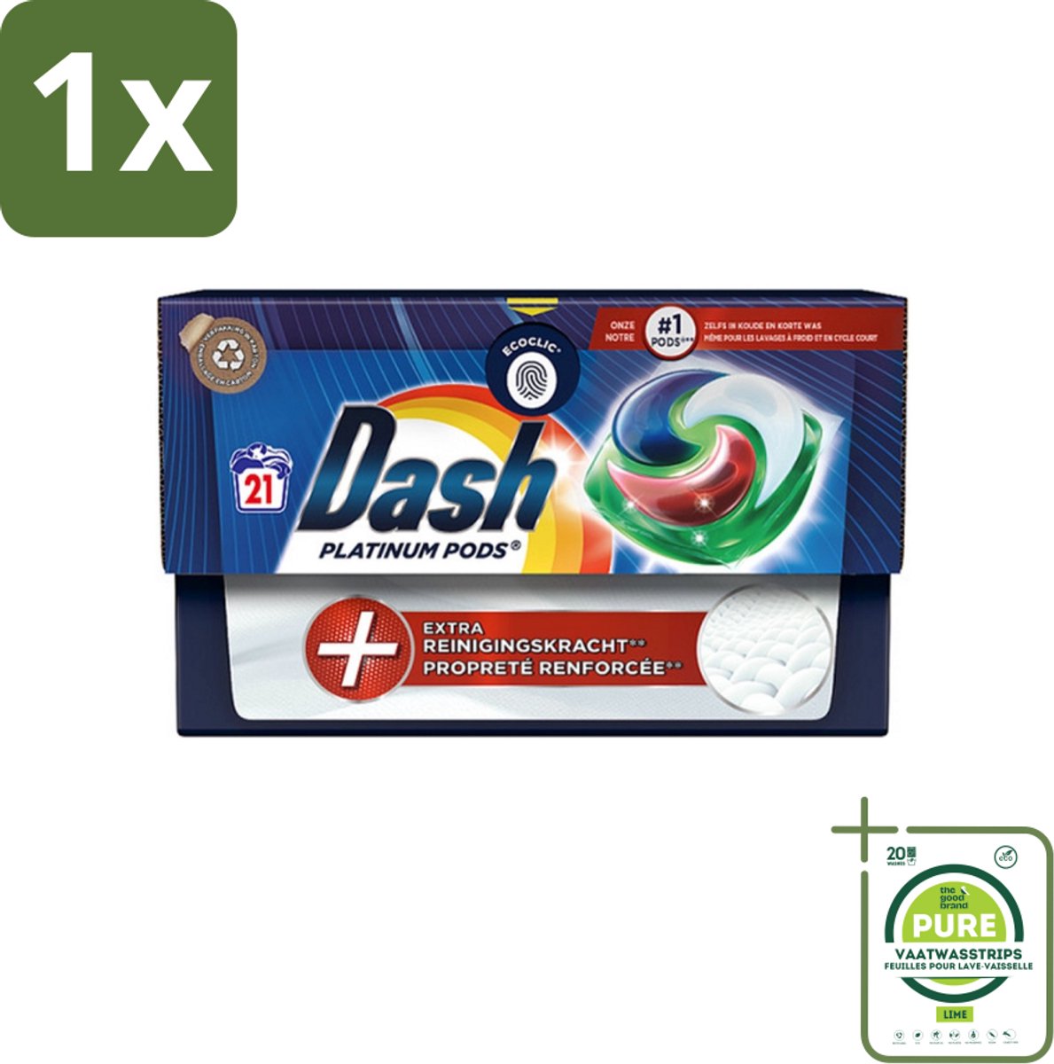 1 x Dash Platinum - Wasmiddel Capsules - Witte en Gekleurde Was - 21 Wasbeurten - Wasmiddel Capsules - Vlekkenverwijderaar - Waspoeder - Wasmiddel - Wascapsules