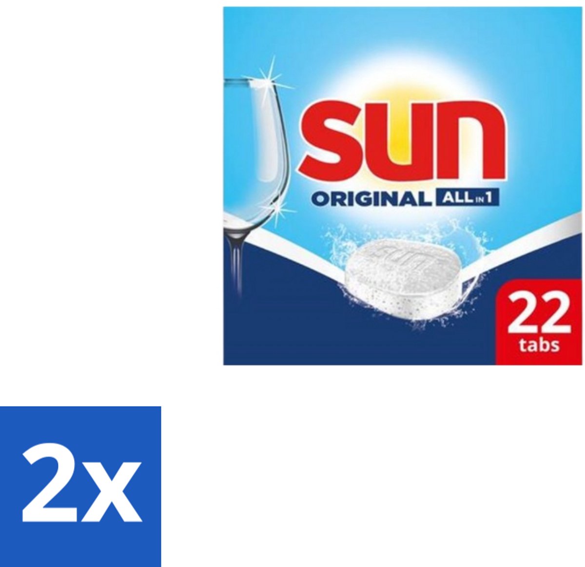2 x Sun – Vaatwastabletten – All-in-1 Original – 22 tabletten - Vaatwastabletten - Vaatwassen - Reinigen - Glans - Spoelglans