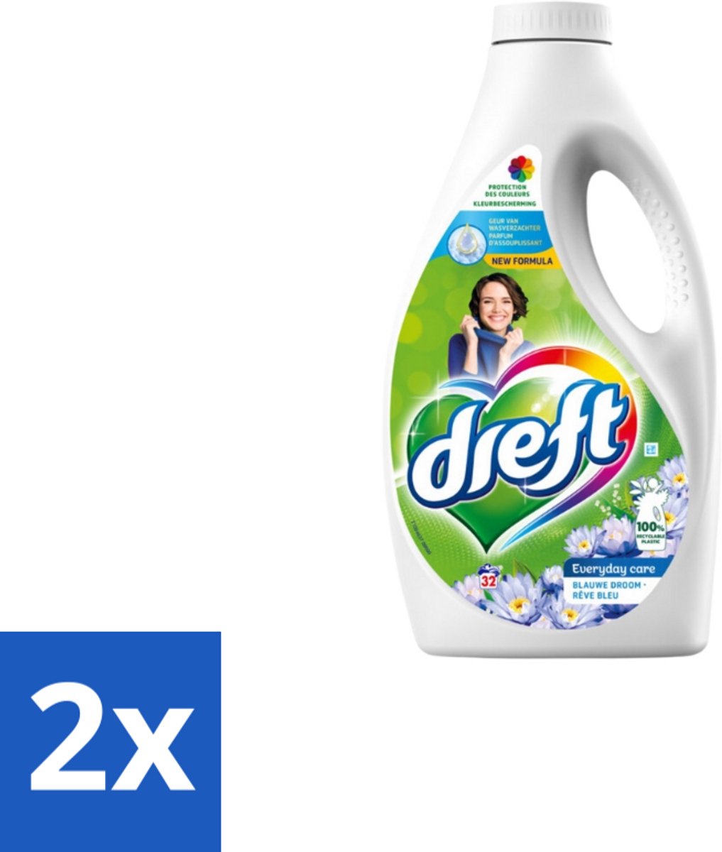 2 x Dreft – Vloeibaar Wasmiddel – Blue Dream – 32 Wasbeurten - Wasmiddel - Vloeibaar Wasmiddel - Blue Dream - Vlekverwijdering - Kleding Reinigen