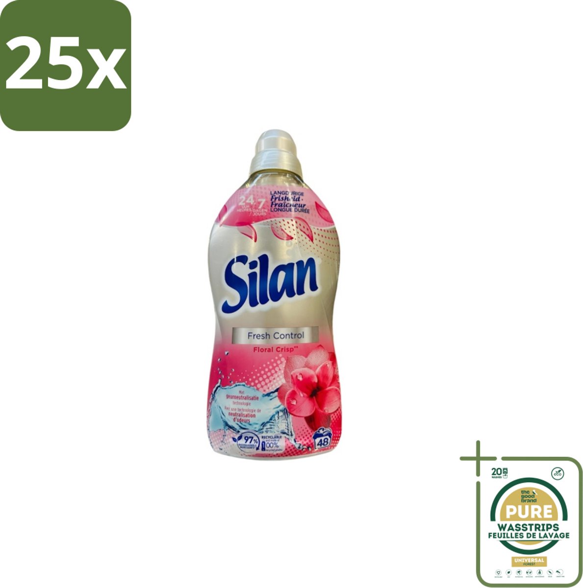 25 x Silan – Wasverzachter – Fresh Control Floral Crisp – 1056 ml - Grootverpakking - Wasverzachter - Frisheid - Bloemige Geur - Wasmachine - Textiel Verzachter