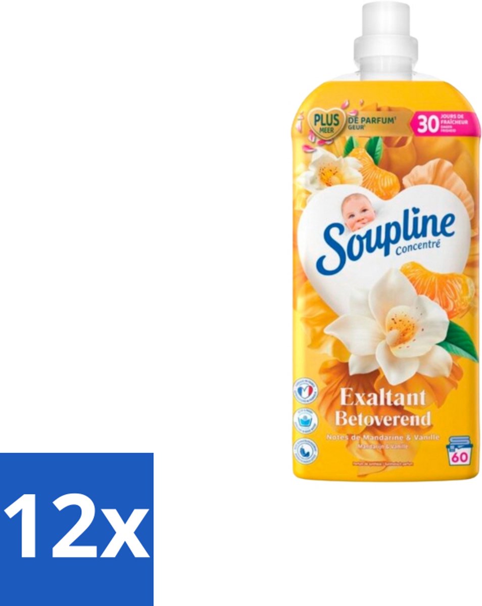 Soupline – Wasverzachter – Betoverend Mandarijn & Vanille – 1,28 L - Voordeelverpakking - 12 stuks