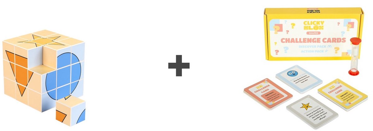 Clicky Blox® Vormen Combiset - Magnetische Vormenpuzzel + 40 Uitdagingskaarten