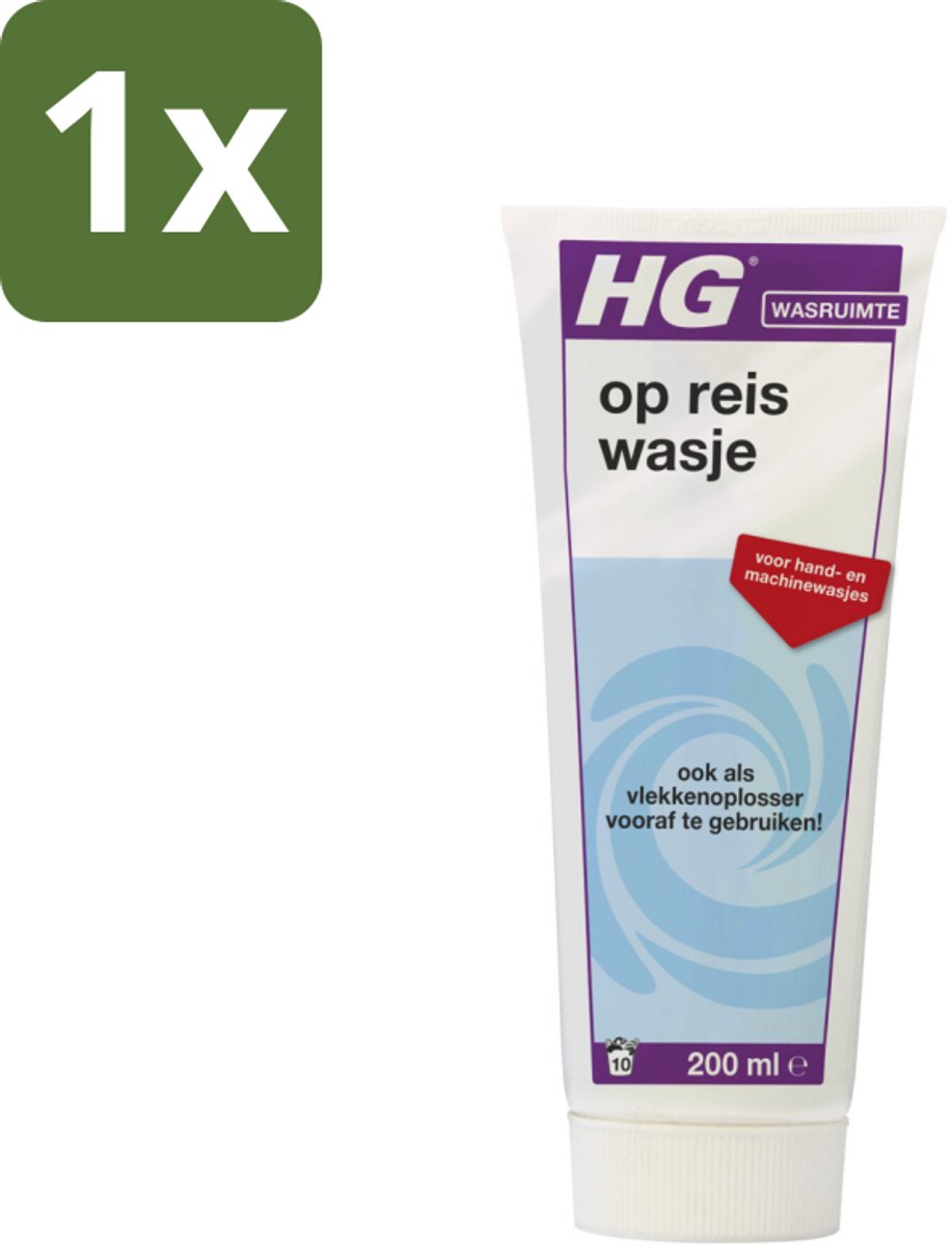 1 x HG Op Reis Wasje 200 ml - Op Reis Wasmiddel - Wasmiddel Voor Reizen - Wasmiddel Met Wasverzachter - Wasmiddel Voor Vlekken - Handwas