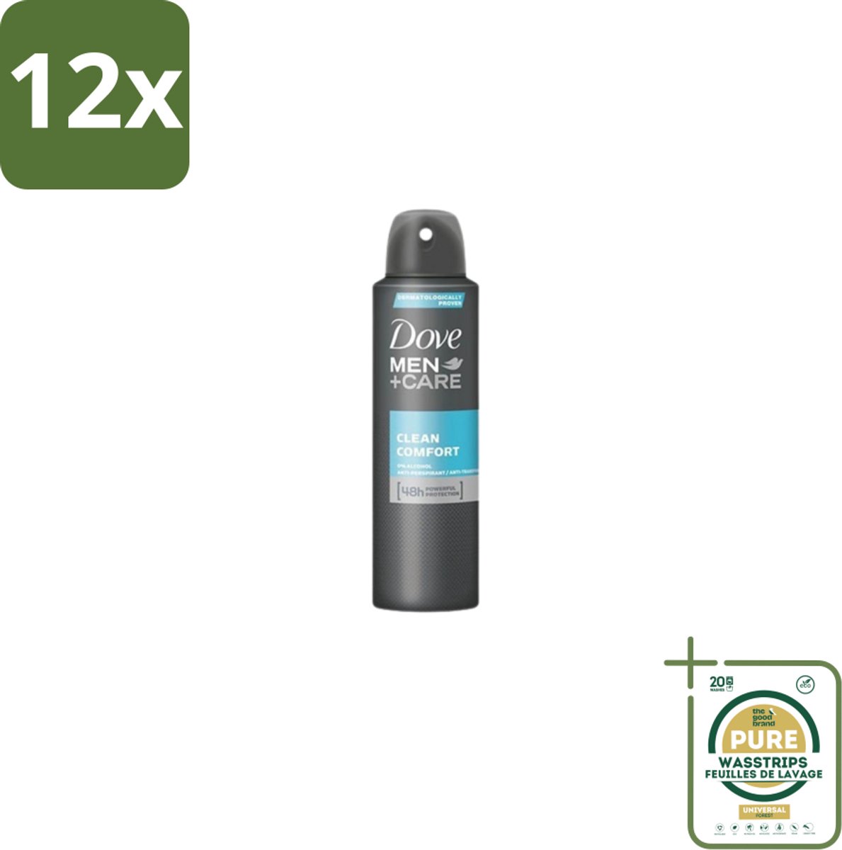 Dove Men+Care – Deodorant Spray – Clean Comfort – 200 ml - Voordeelverpakking - 12 stuks - Frisse geur - Schone geur