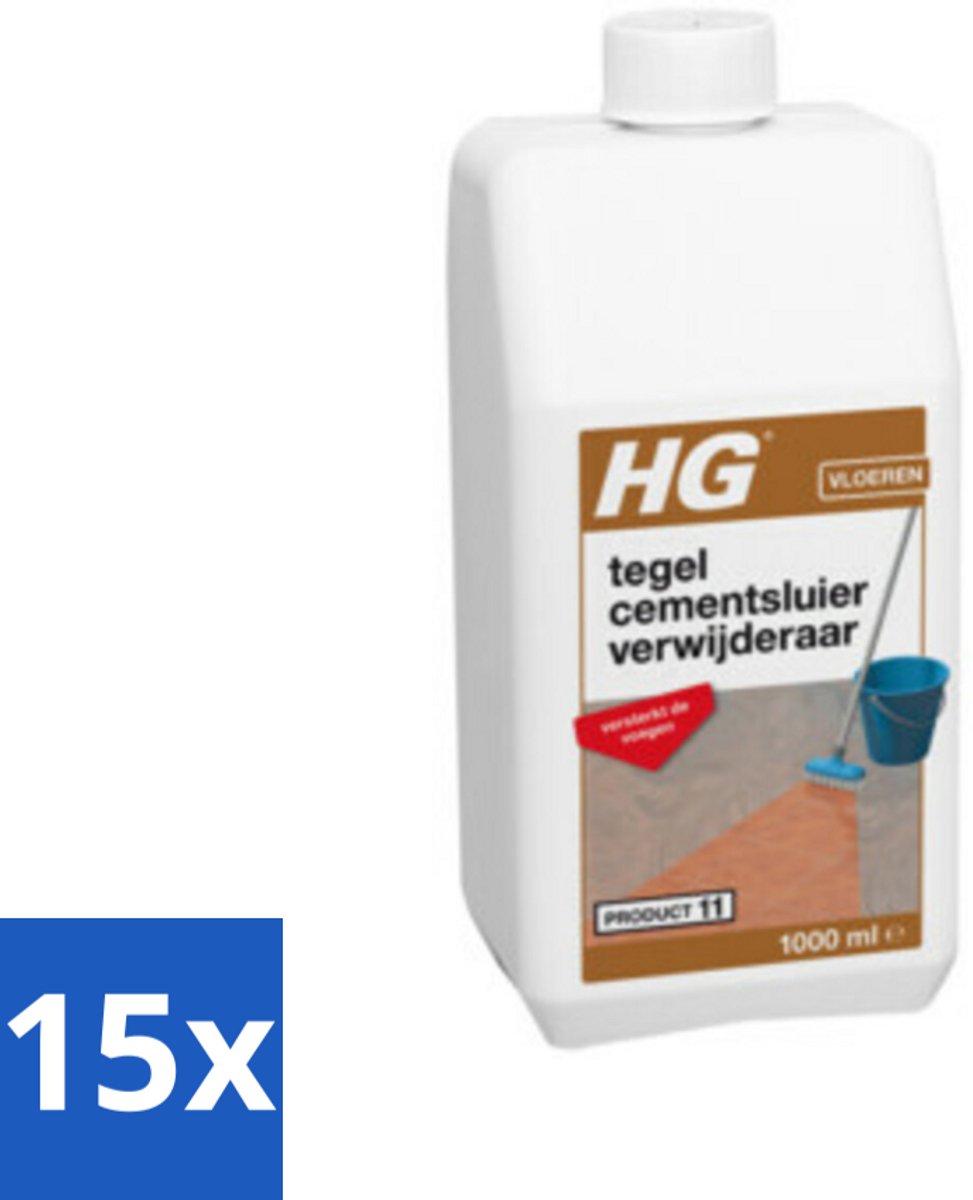 15 x HG - Vloeren - Tegel Cementsluierverwijderaar - Versterkt De Voegen - 1L - Voordeelverpakking - 15 stuks