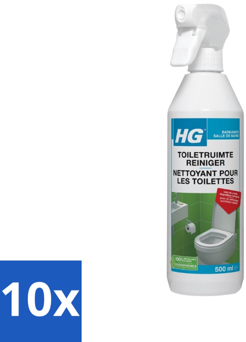 10 x HG Toiletruimte Reiniger 500 ml - Toiletruimte Reinigen - Toiletruimte Reiniger - Toilet Reinigen - Toiletbril Reinigen - Stortbak Reinigen