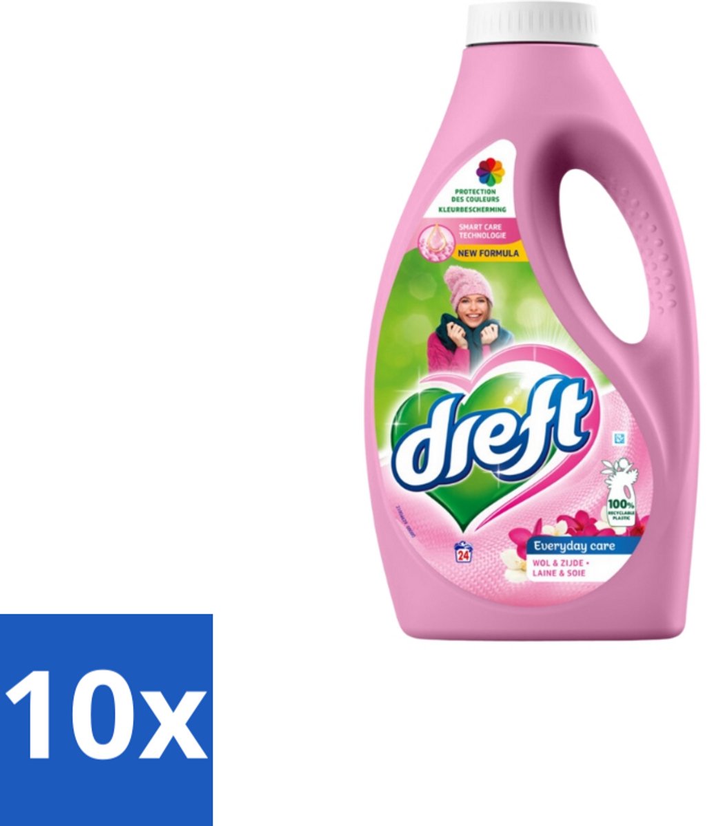 Dreft – Vloeibaar Wasmiddel – Delicate & Wool – 24 Wasbeurten - Bulkverpakking - 10 stuks