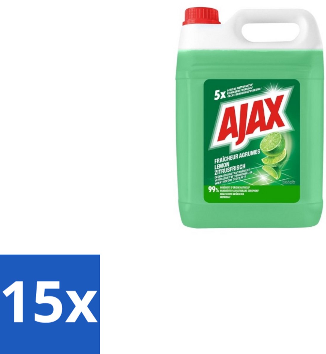 Ajax Allesreiniger Limoen 5 liter - Bulkverpakking - 15 stuks