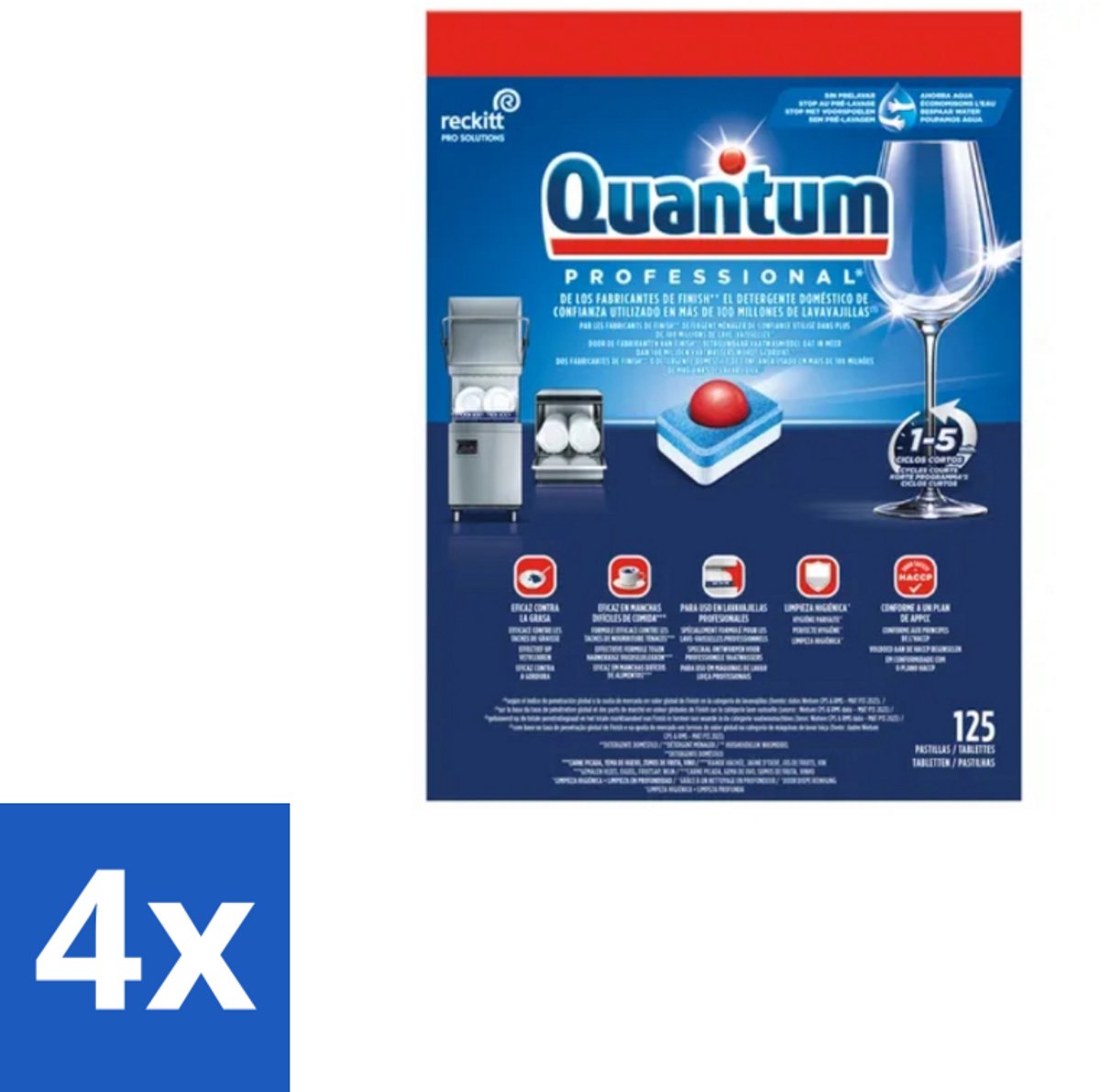Finish – Vaatwastabletten – Quantum Pro All-in-One – 125 Capsules - Voordeelverpakking - 4 stuks