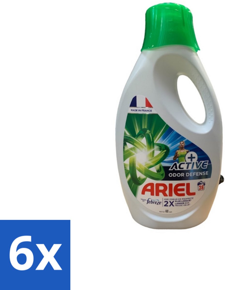 Ariel – Vloeibaar Wasmiddel – Active Odor Defense – 1,26 L – 28 wasbeurten - Voordeelverpakking - 6 stuks