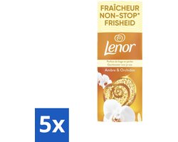 5 x Lenor – Geurbooster – Amber & Orchidee – 12 Wasbeurten – 155 g - Geurparels - Wasgeur - Luxegeur - Orchidee - Vanille