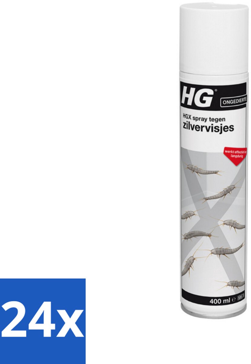 24 x HG X Tegen Zilvervisjes 400 ml - Zilvervisjes Bestrijden - Zilvervisjes Spray - Insectenbestrijding - HGX Spray - Ongediertebestrijding