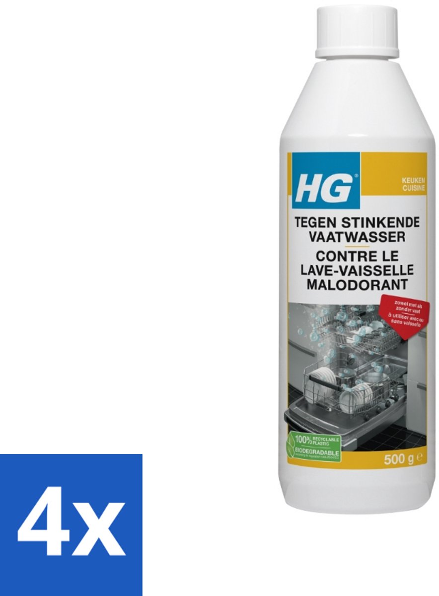 4 x HG Stinkende Vaatwasser 500 gr - Vaatwasser Reiniging - Vaatwasser Geur - Vaatwasser Ontstopping - Vaatwasser Schoonmaken - Vaatwasser Onderhoud