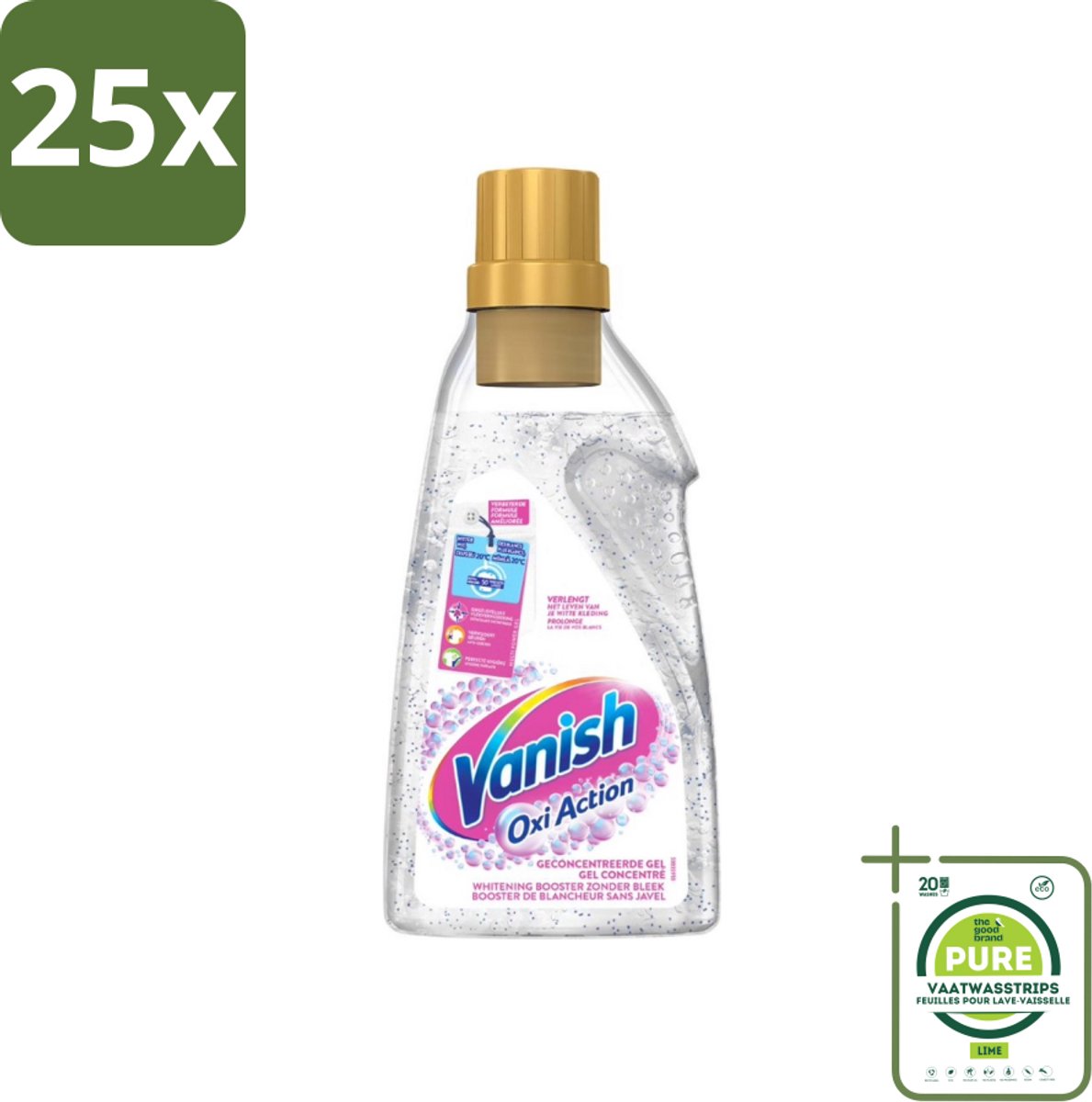 25 x Vanish Oxi Action - Vlekkenverwijderaar Gel - Witte Was - 1.5 L - Grootverpakking - Vlekkenverwijderaar - Witwas - Wasverzachter - Wasmiddel - Vlekken
