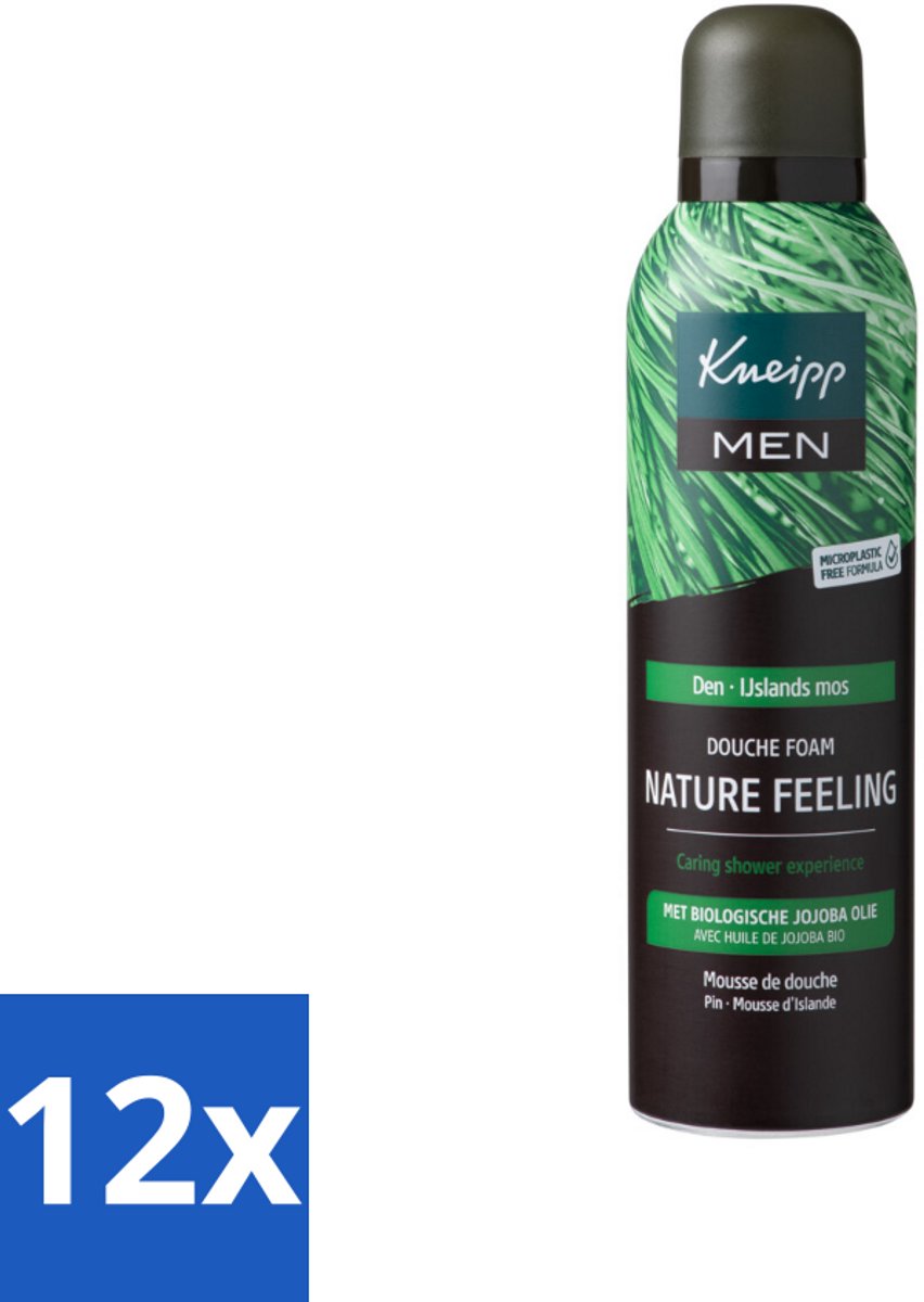 12 x Kneipp – Men Nature Feeling – Douche Foam – Frisse Dennengeur – 200 ml - Douche Foam - Natuurlijke Douche - Verkwikkende Douche - Scheerschuim - Huidverzorging