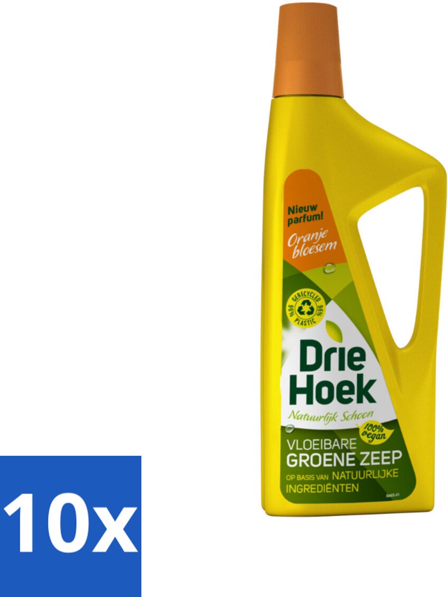 10 x Driehoek – Vloeibare Zeep – Oranjebloesem – 725 ml - Vloeibare Zeep - Natuurlijke Schoonmaak - Oranjebloesem - Textiel Reinigen - Meubel Reinigen
