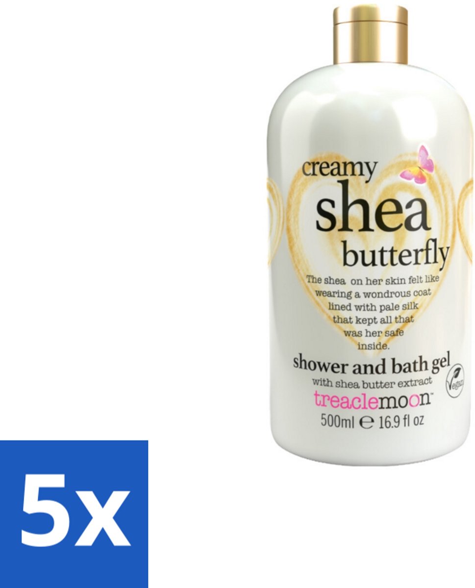 5 x Treaclemoon – Bad- & Douchegel – Creamy Shea Butterfly – 500 ml - Bad En Douchegel - Shea Butter - Bloemige Geur - Ontspanning - Zachte Geur