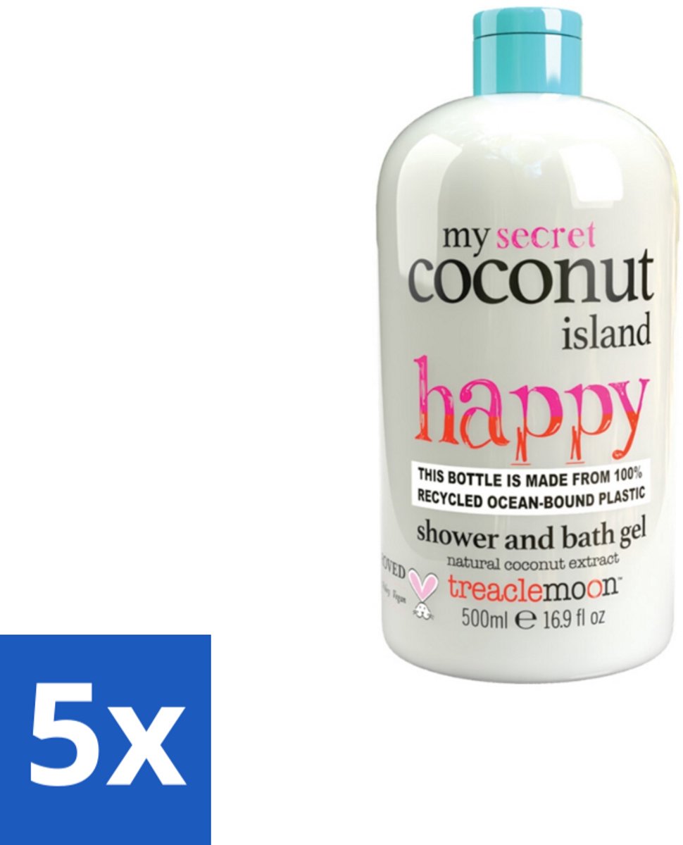 5 x Treaclemoon – Douchegel – My Coconut Island – 500 ml - Douchegel Kokos - Kokosgeur Douchegel - Tropische Douchegel - Hydraterende Douchegel - Zachte Huid