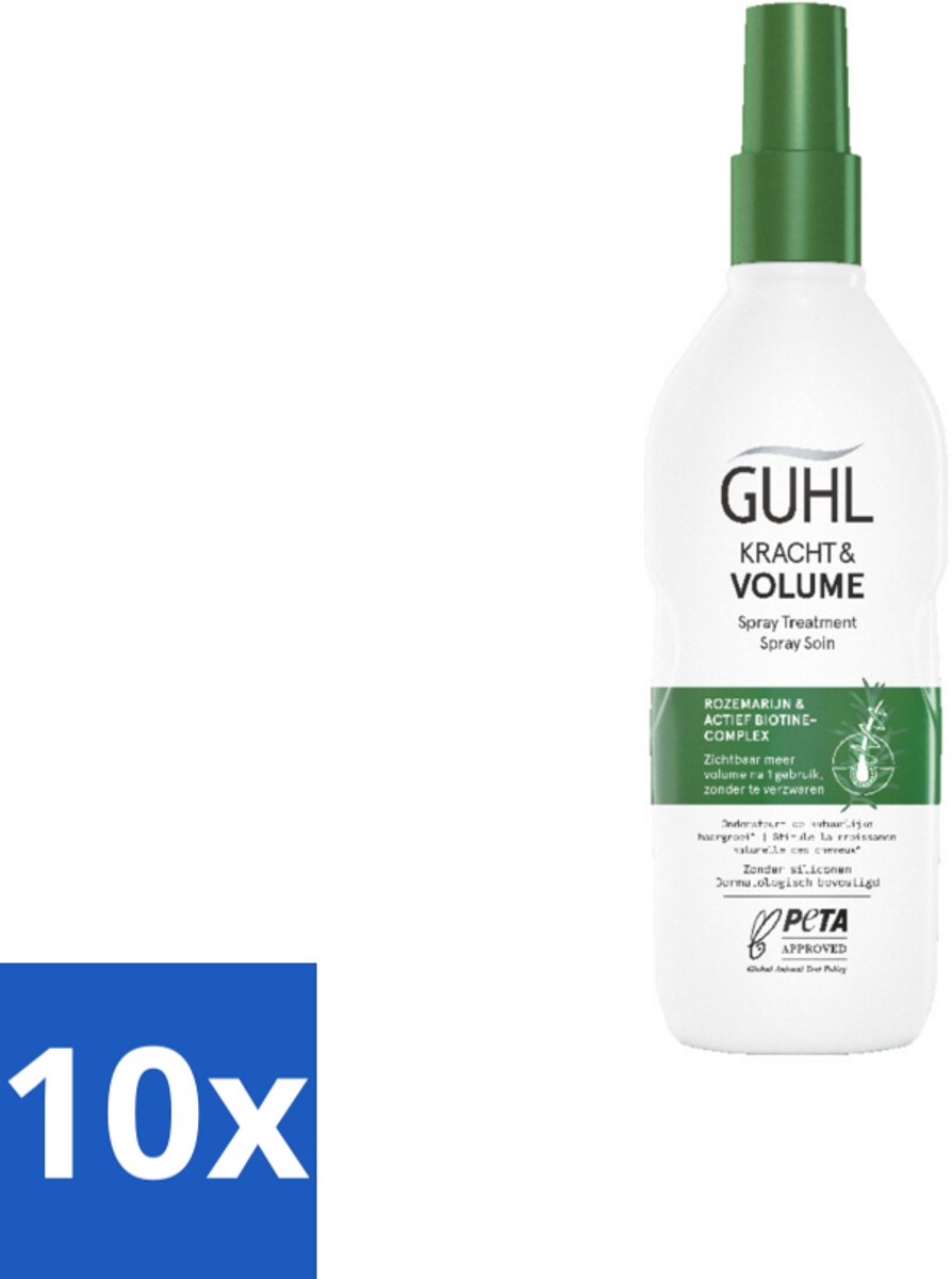 10 x Guhl – Spray Treatment – Kracht & Volume – 150 ml - Haarversterking - Volumeboost - Biotine Spray - Rozemarijn Haarverzorging - Kracht En Volume Spray