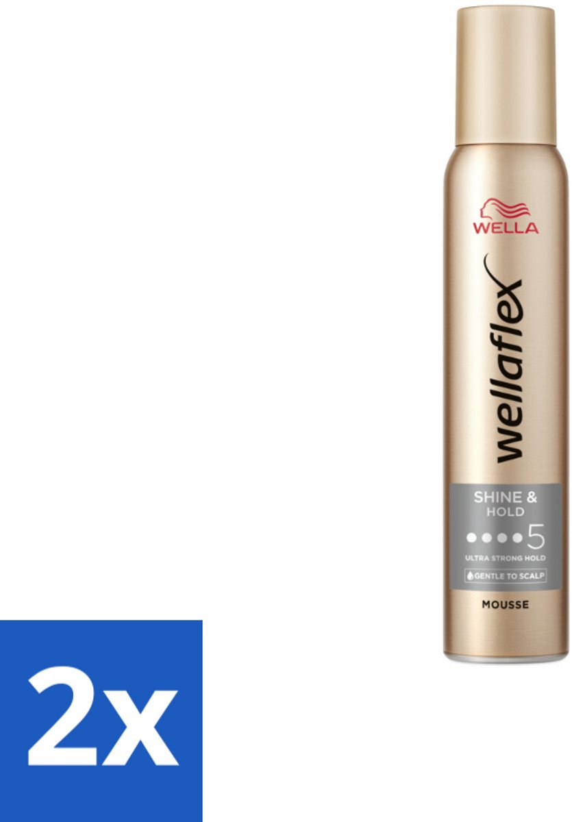 2 x Wella – Flex Shine & Hold – Haarmousse – 200 ml - Glans - Houdbaarheid - Haarverzorging - UV Bescherming - Vegan Haarproduct