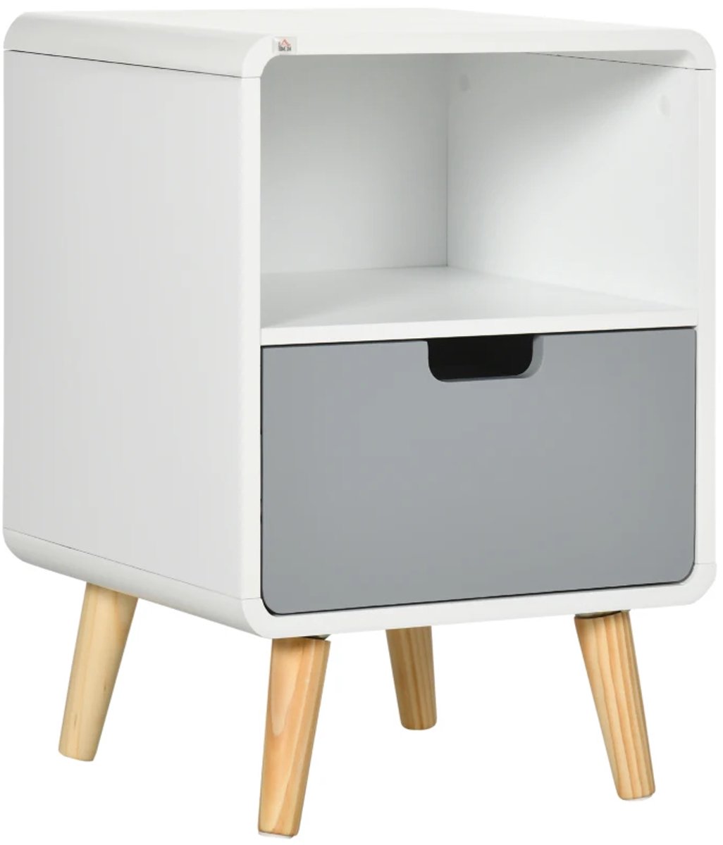 Nachtkastje - Scandinavisch Design - Grote Lade - Waterdichte Verf - 40 x 38 x 58 cm - Wit