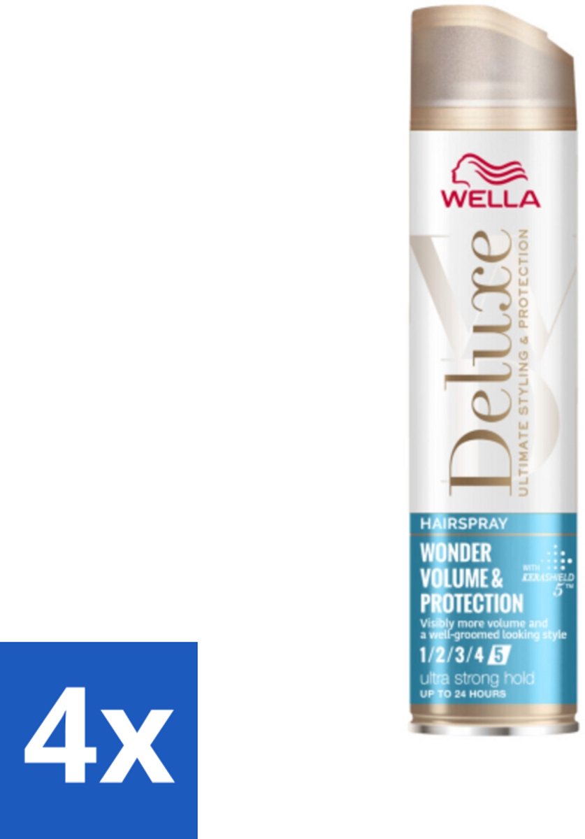 4 x Wella – Deluxe Volume & Protection – Haarspray – 250 ml - Haarspray - Volume - Bescherming - Keratine - UV Bescherming