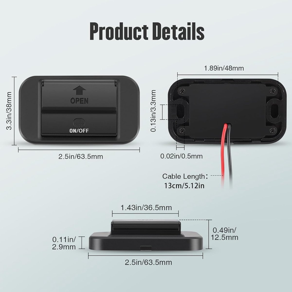 Dual USB C Oplaadpunt 12V Auto Lader 36W QC3.0 en 55W PD Type C Snelladen Waterdicht met Schakelaar voor Auto, Boot en Motorhome – foto 2