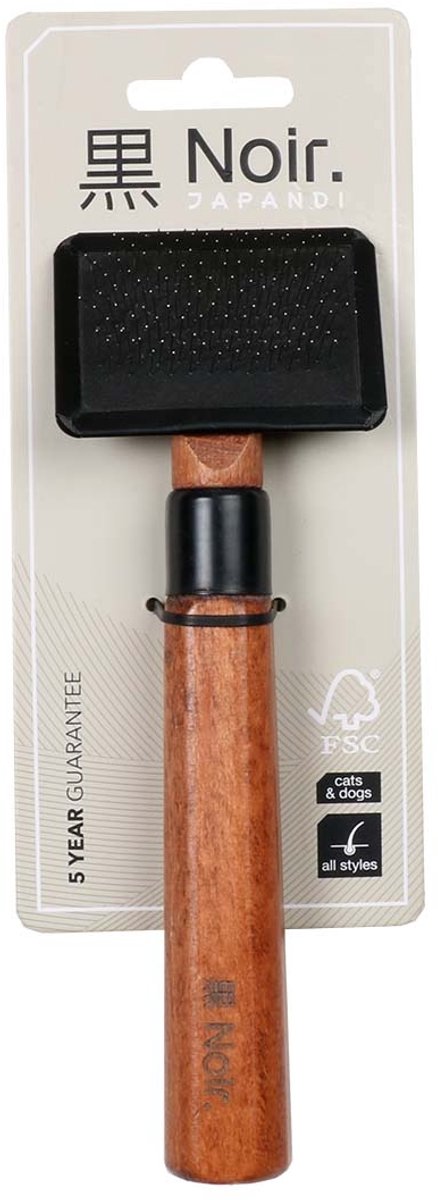 Ebi Japandi slickerborstel bruin S 18 x 6 x 3 cm voor klitvrije vacht