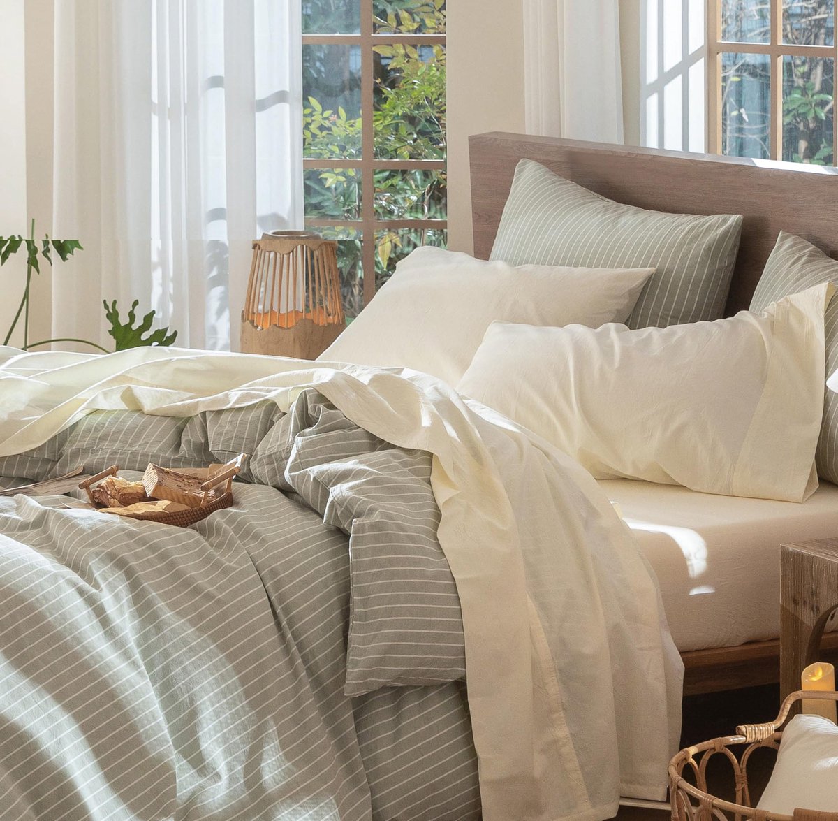 Beddengoedset queen - 100% gewassen katoen - ademend en duurzaam - comfortabel slapen - ShopVlot