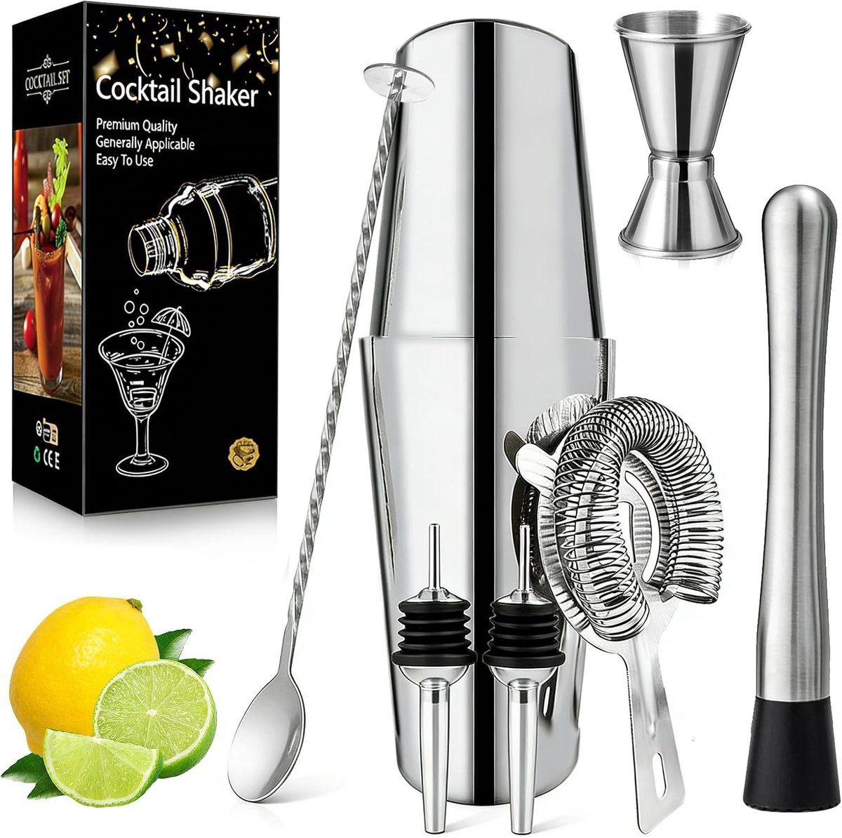 Cocktail Shaker Set - Zilver - 700 ml & 600 ml - Roestvrij Staal - Voor Thuis Bartenders
