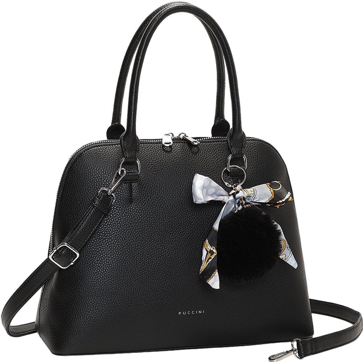 Puccini Anna Medium Schoudertas Dames - Imitatieleer - Zwart