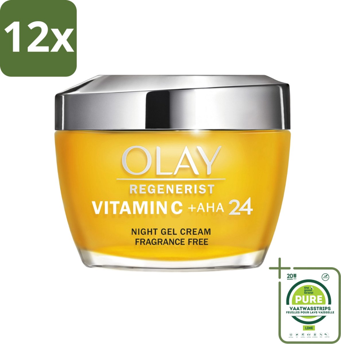 Olay - Vitamine C + AHA24 - Nachtcrème - Vernieuwend & Verhelderend - 50 ml - Voordeelverpakking - 12 stuks - Nachtcrème - Vitamine C