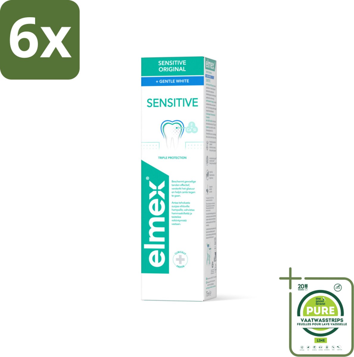 Elmex Tandpasta Sensitive Gentle White 75 ml - Voordeelverpakking - 6 stuks - Tandpasta - Mondhygiëne