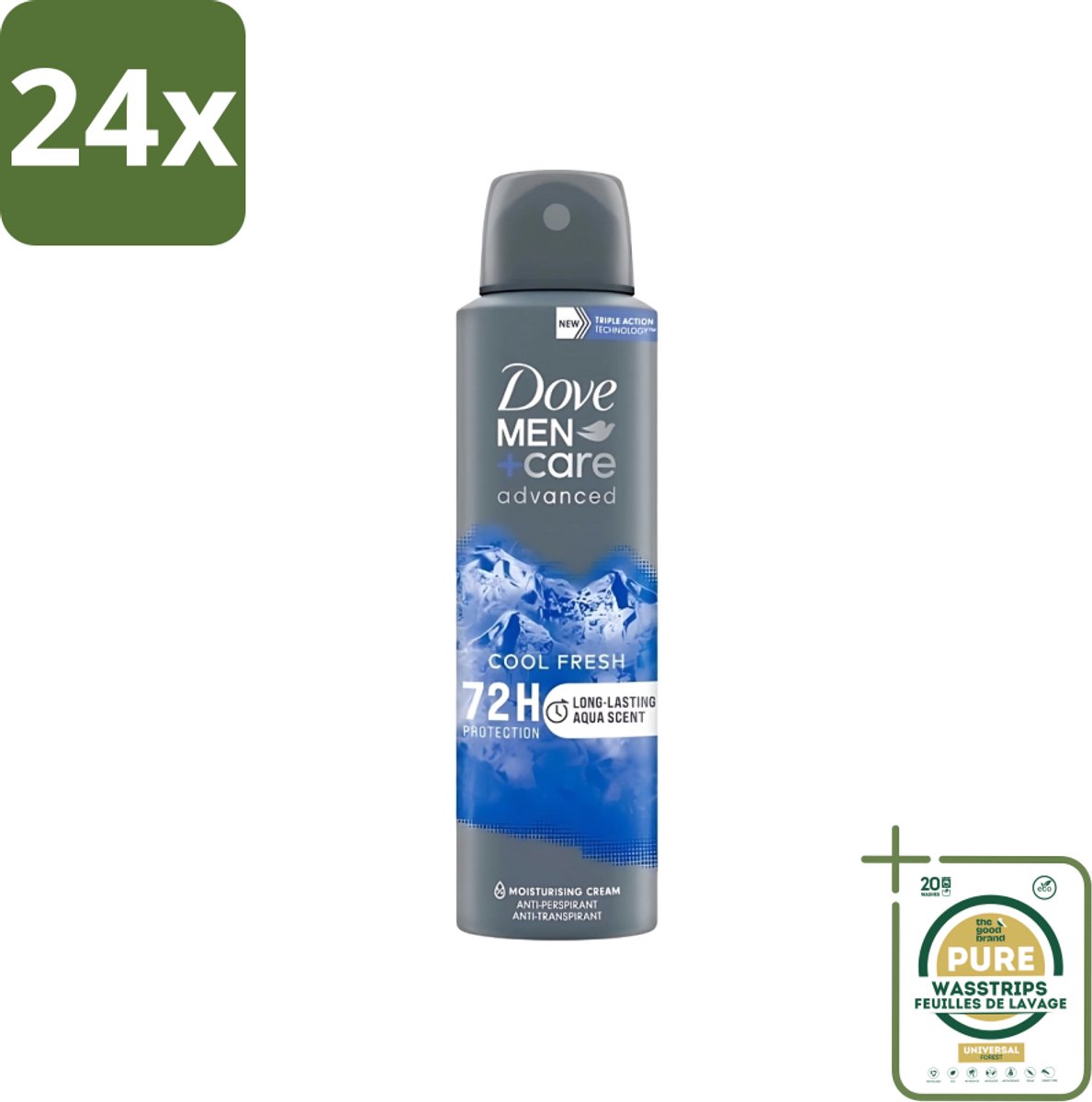 Dove - Deodorant - Men Care Cool Fresh - Verfrissend en langdurige bescherming - 150 ml - Voordeelverpakking - 24 stuks - Anti-transpirant - Zweetbehandeling