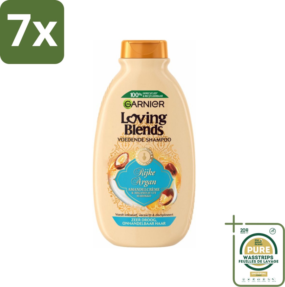 7 x Garnier Loving Blends Rijke Argan Shampoo 300 ml - Grootverpakking - Argan Shampoo - Arganolie - Droog Haar - Onhandelbaar Haar - Haarvoeding
