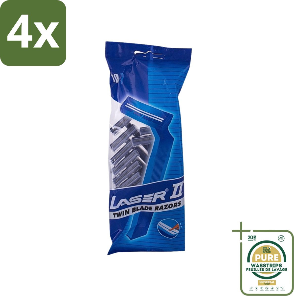 Laser 2 - Ready Razor - Wegwerp - Voor Mannen - 10 Mesjes - Voordeelverpakking - 4 stuks - Laser scheermesjes - 2-bladige scheermesjes