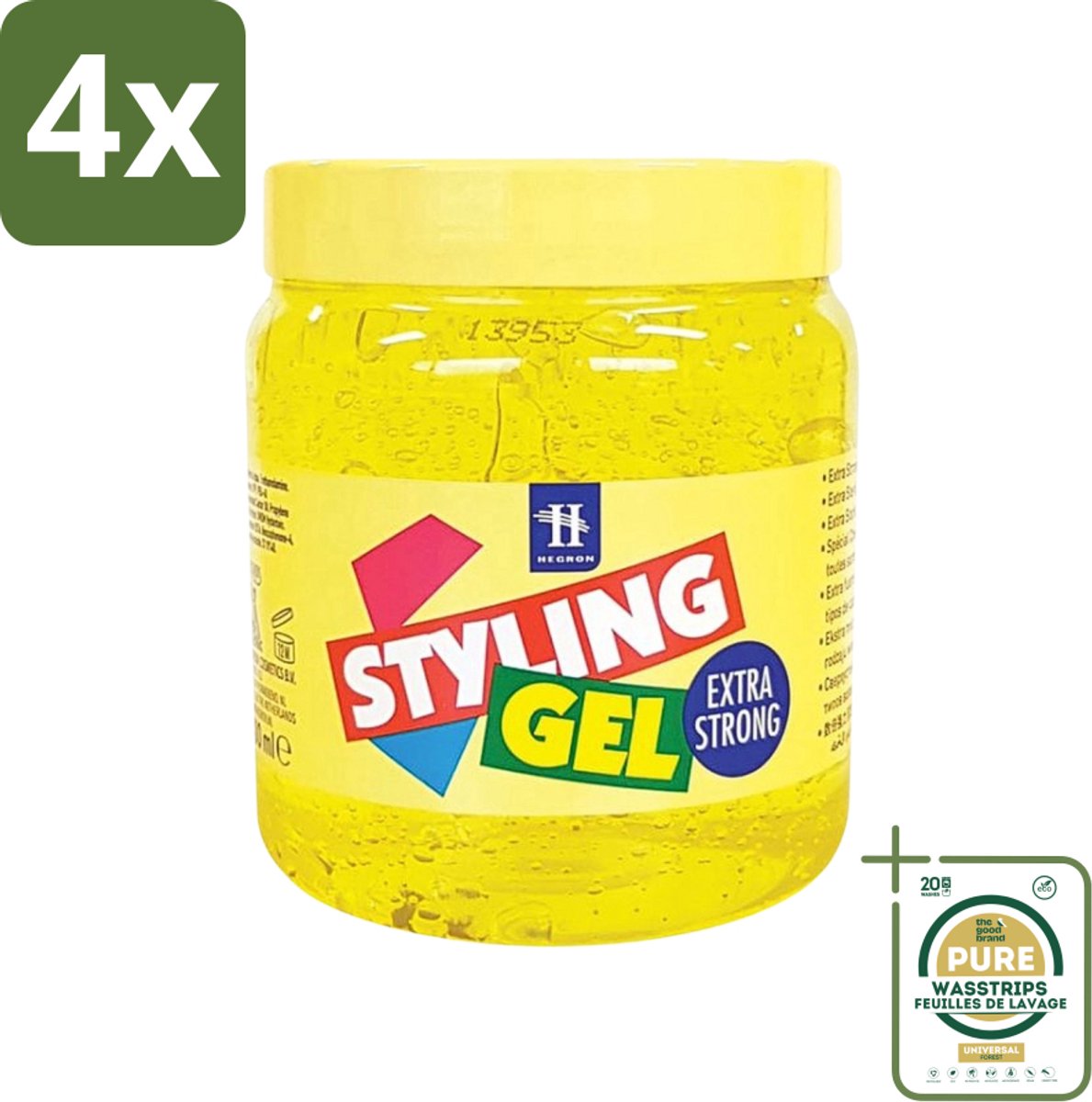 Hegron - Styling Haargel - Extra Strong - Voor Sterke Fixatie - 500 ml - Voordeelverpakking - 4 stuks - Hold - Fixatie