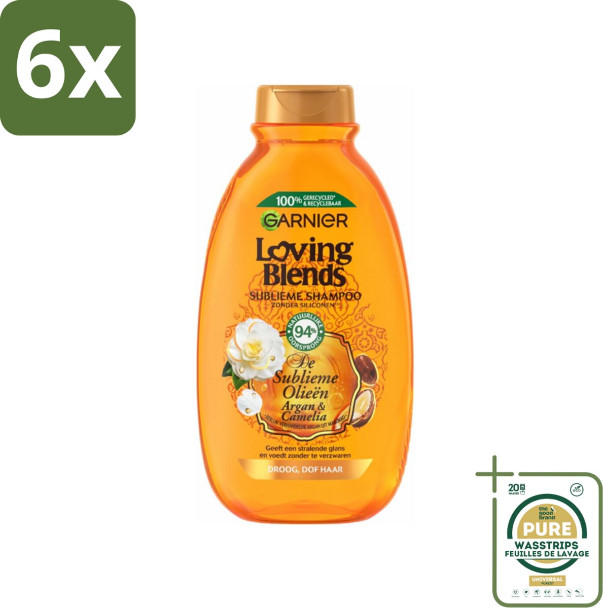 Garnier Loving Blends Argan- en Cameliaolie Shampoo 300 ml - Voordeelverpakking - 6 stuks - Haarvoeding - Haarherstel