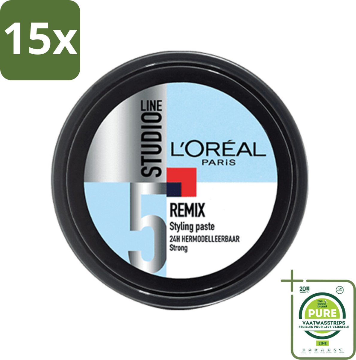 15 x L'Oréal Studio Line Special FX Remix Paste 150 ml - Grootverpakking - Haarkleur - Haartypen - Haartekstuur - Haartekstuur - Haartekstuur