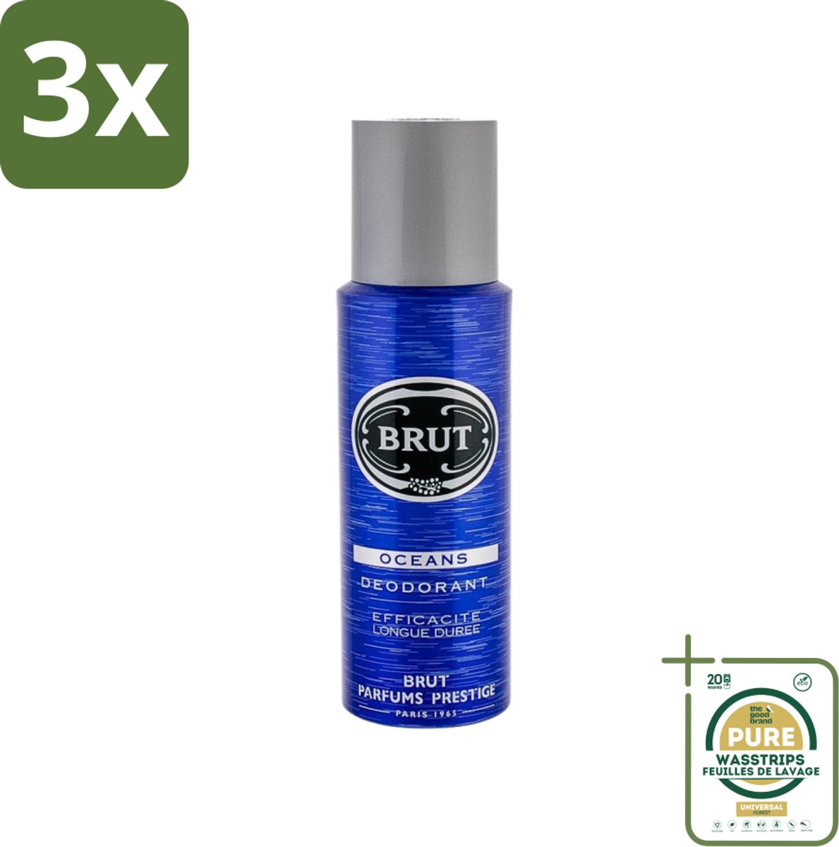 3 x Brut - Deodorant - Spray - Oceans - Fris & maritiem aroma - 200ml - Grootverpakking - Deodorant Spray - Fris Aroma - Maritiem Aroma - Aquatisch Aroma - Zweetbestendig
