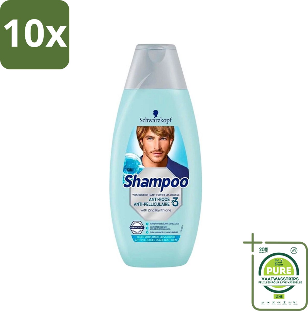 10 x Schwarzkopf - Shampoo Anti-Roos - Tegen Schilfers & Jeuk - 400 ml - Grootverpakking - Anti-roos Shampoo - Roos Bestrijding - Jeuk Verlichting - Schilfers Bestrijding - Gevoelige Hoofdhuid
