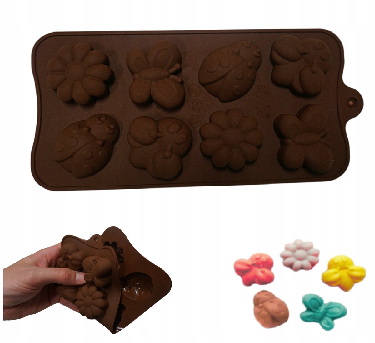 Siliconen chocoladevorm - Biedronka, Mot, Bij, Bloem