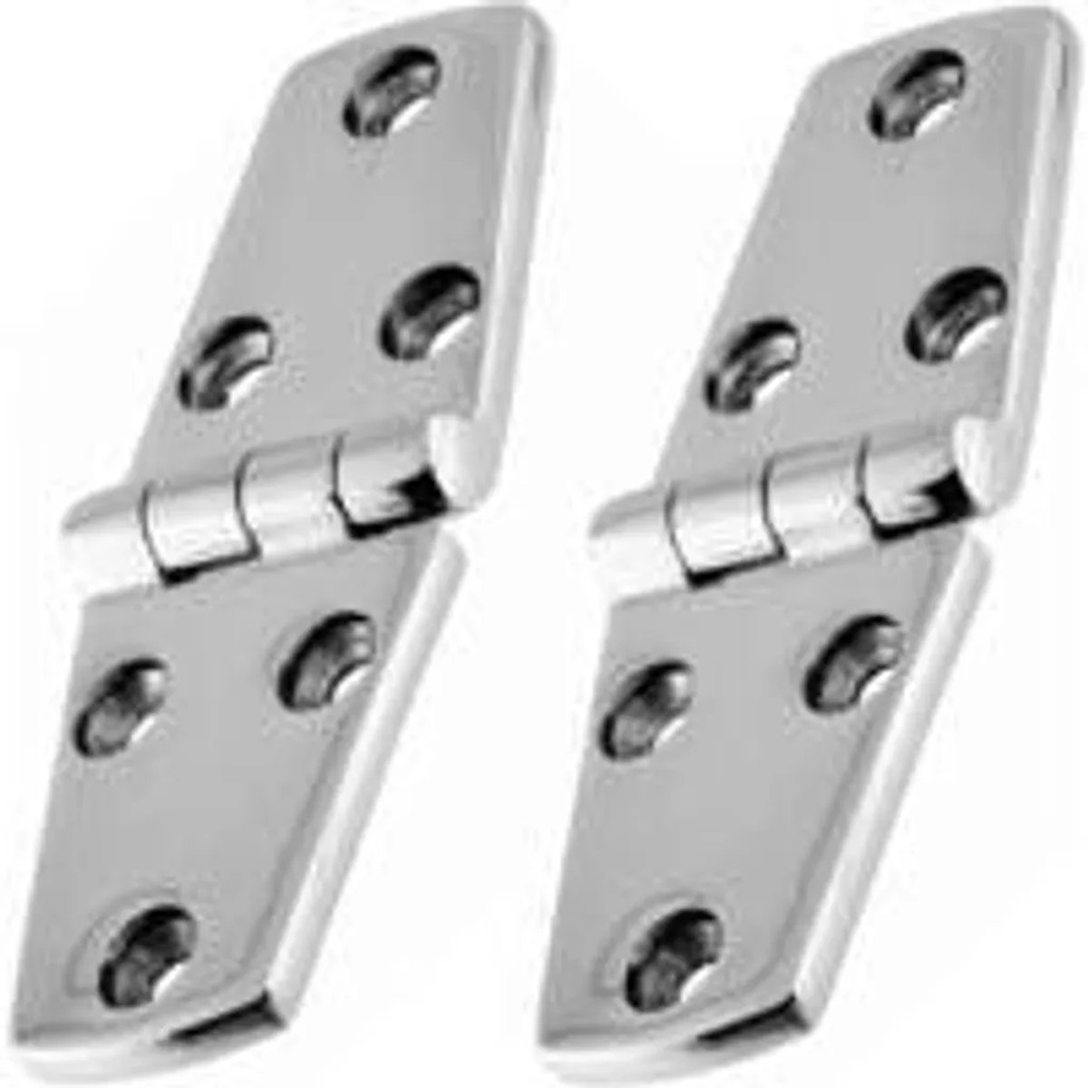 Scharnieren van 316 roestvrij staal, 102 × 38 mm, Geschikt voor kastdeuren. Toepassingen zijn onder andere scheeps-, jacht- en andere deurscharnieren, kastscharnieren en verbindingsscharnieren.