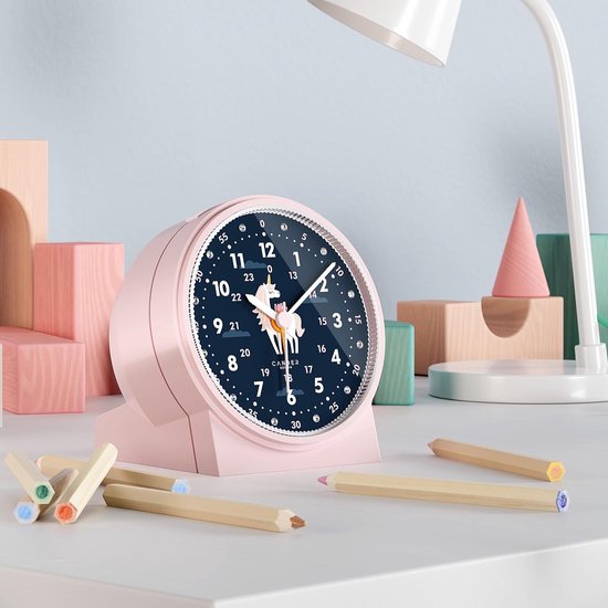 Kinderwekker Analoog - Eenhoorn Klok - Kinderkamer Decoratie - Geruisloos Sweep Uurwerk - 108 cm Diameter - Roze — afbeelding 3